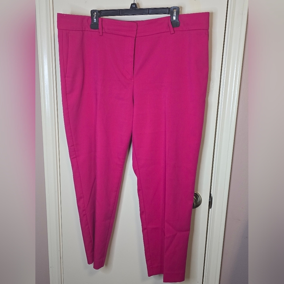 Ann Taylor Petite Pink Eva Ankle Pant Size 16 Curvy Fit Straight Leg - Picture 3 of 8